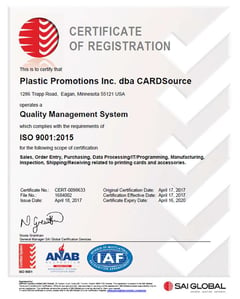 CARDSource_ISO_Certificate_2017, ISO 9001 Certification